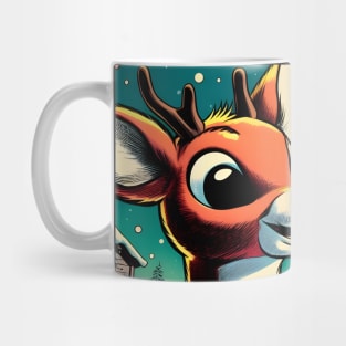 Illuminate the Holidays: Whimsical Rudolph the Red-Nosed Reindeer Art for Festive Christmas Prints and Joyful Decor! Mug